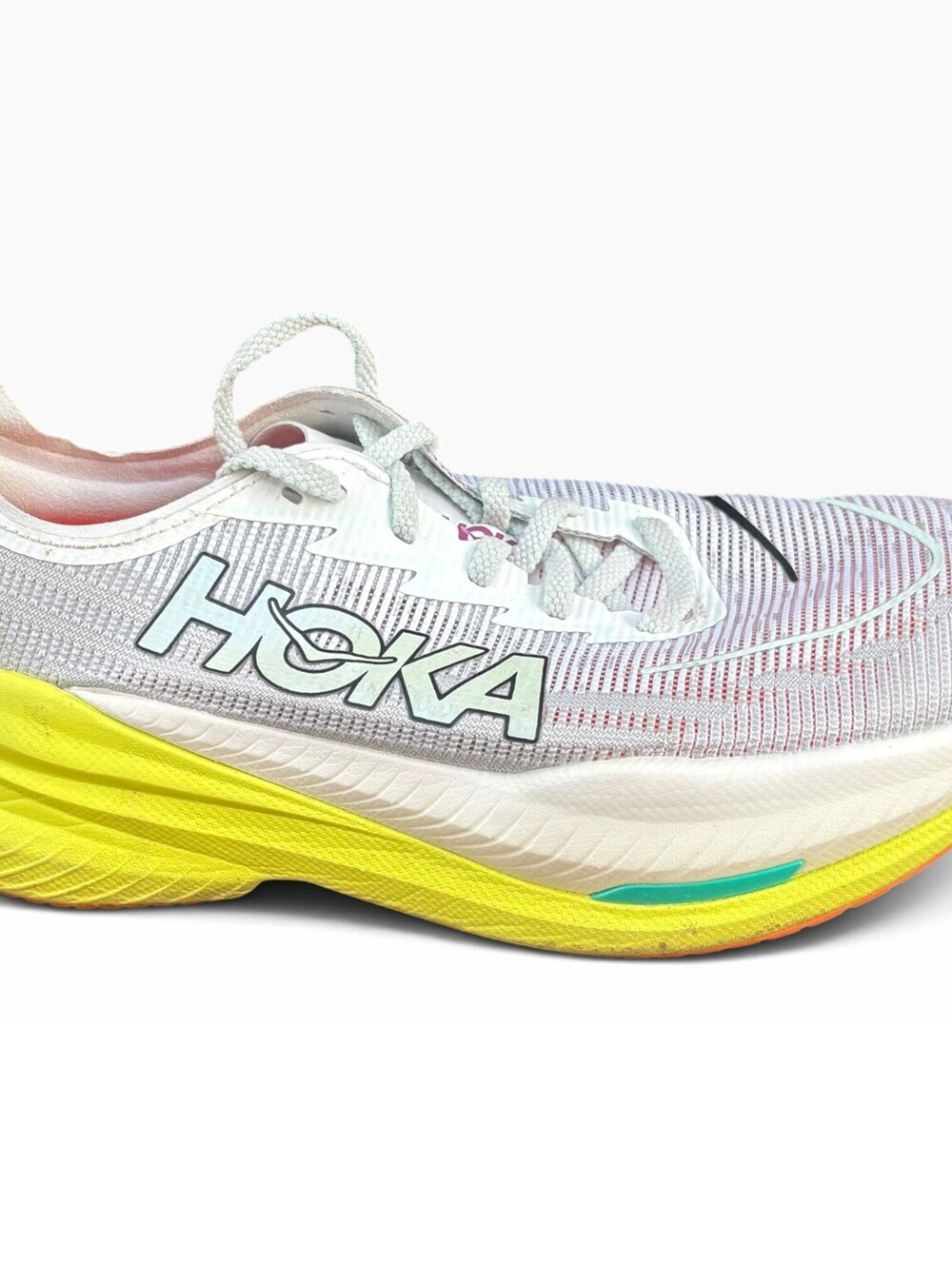 Hoka One One Mach X 2 Running Shoes Size Men's 9D White Neon Green Gym